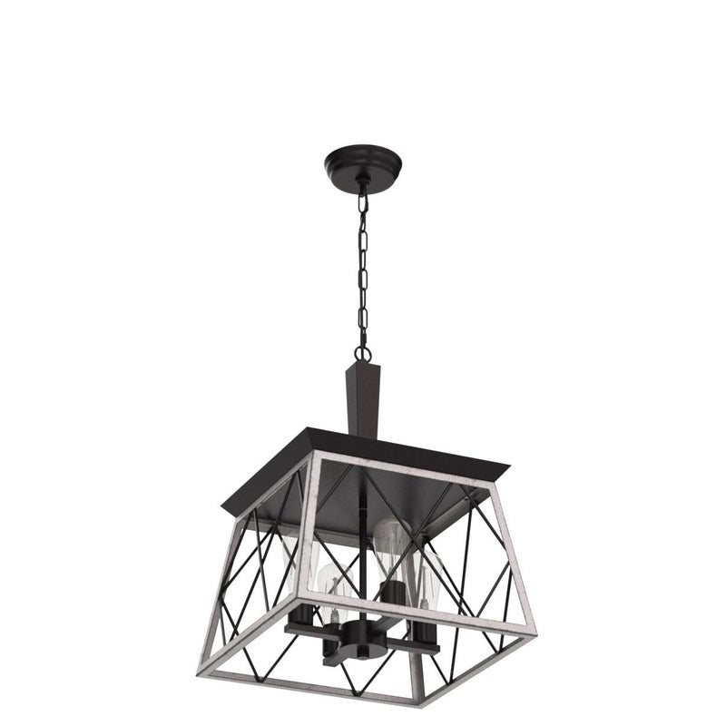 QS Q&S Farmhouse Vintage Chandelier, Rustic Pendant Light,Industrial Hanging Light Fixture for Dining Room Kitchen Island,Wrought Iron,ORB+Oak White 4 Lights E26 UL Listed - Image 4